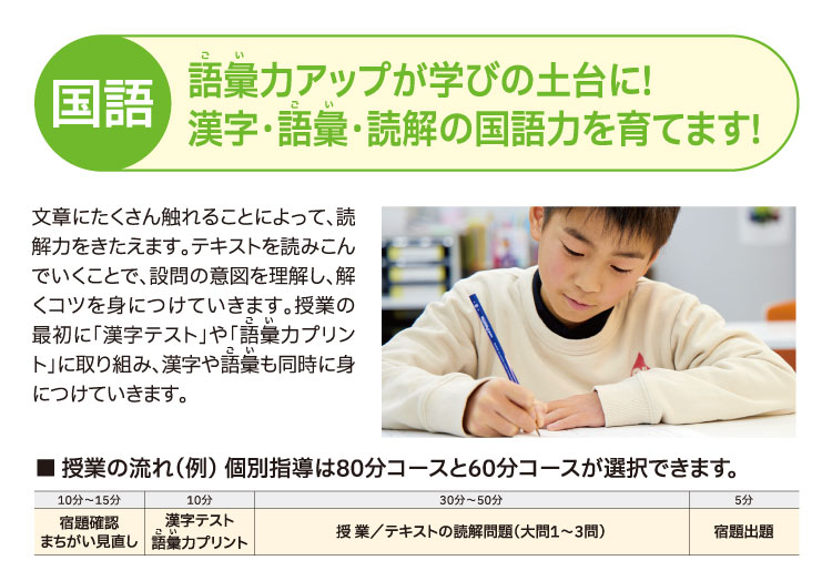 語彙力アップが学びの土台に!漢字・語彙・読解の国語力を育てます!