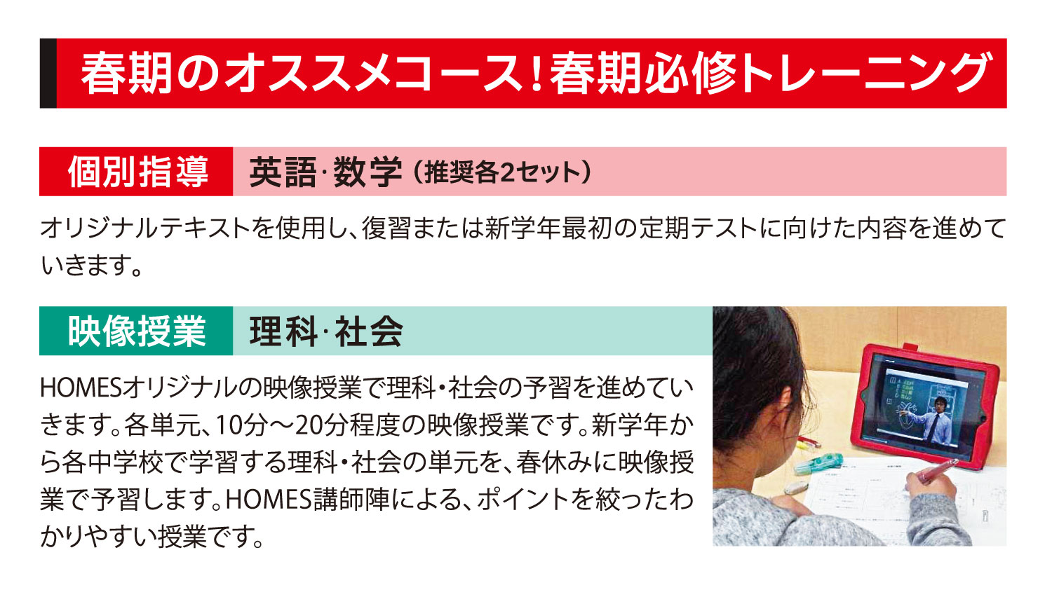 input 個別指導:英語・数学 映像授業:理科・社会