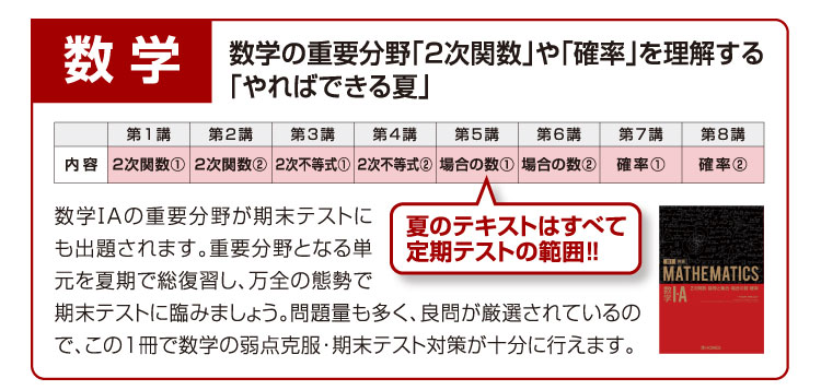 数学:数学の重要分野「2次関数」や「確率」を理解する「やればできる夏」